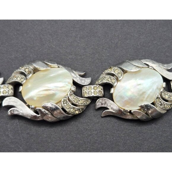 Rare 50's Crown Trifari Fantasia Series Bracelet MOP Silver Tone Alfred Philippe - Picture 8 of 12